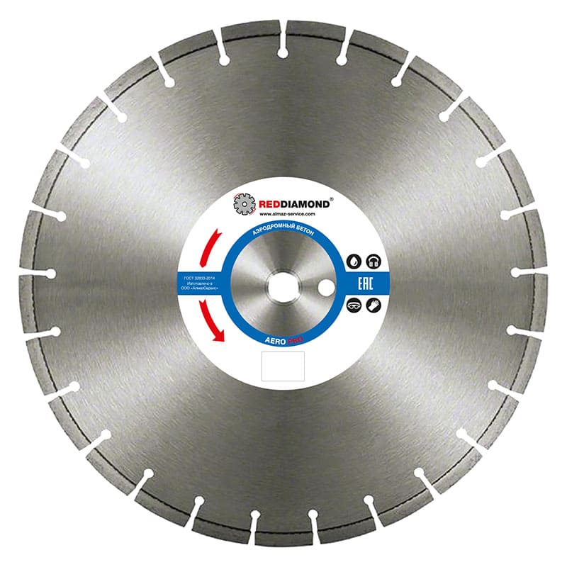 Диск по аэродромному бетону RedDiamond Aero Pro d0500/40x4,5x12R/30_35 Диск по аэродромному бетону RedDiamond Aero Pro d0500/40x4,5x12R/30_35