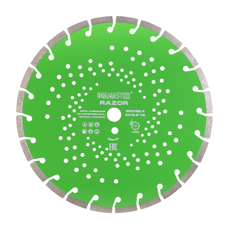 Диск сегментный DIAMASTER Laser ARIX RAZOR д.350x2,8x25,4 (40x3,2x12)мм 24z/железобетон/dry