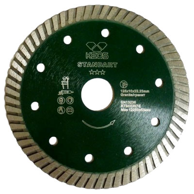 Диск алмазный по граниту KEOS Standart TURBO 125x22,23 мм Диск алмазный по граниту KEOS Standart TURBO 125x22,23 мм