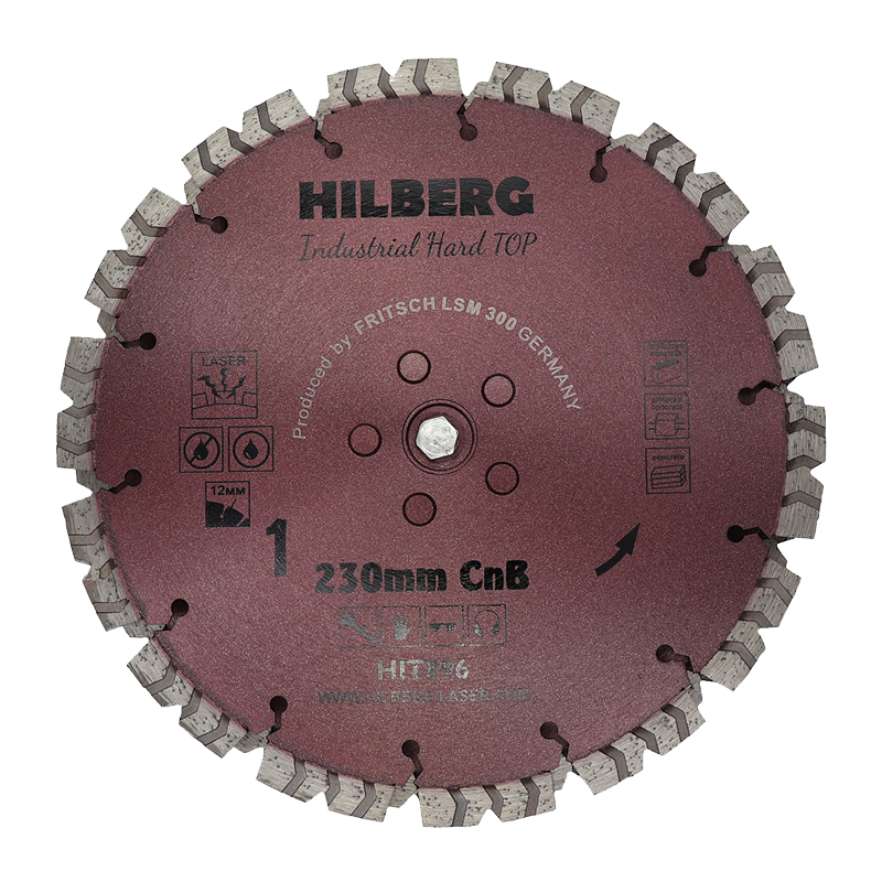 Диск алмазный сегментный-турбо Hilberg Industrial Hard TOP CnB Laser 230х12 мм CnB х 2