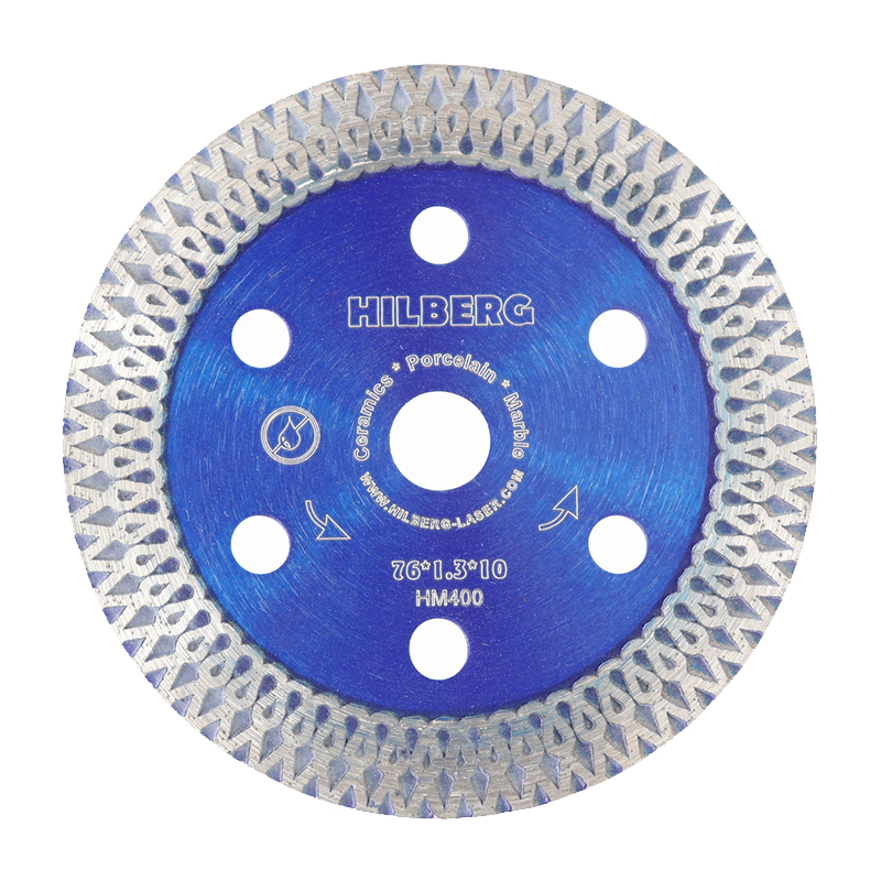 Диск алмазный турбо ультратонкий Hilberg Hard Materials Х-type 76х10х10 Толщина реж. кромки 1,3 мм Диск алмазный турбо ультратонкий Hilberg Hard Materials Х-type 76х10х10 Толщина реж. кромки 1,3 мм