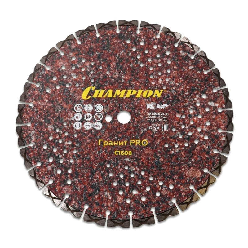 Диск алмазный для резки гранита Champion PRO 350/25,4/10 Laser Granitek Диск алмазный для резки гранита Champion PRO 350/25,4/10 Laser Granitek