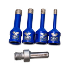 Набор коронок по керамограниту KEOS PRO 6-12мм M14 с воском с переходником (DCK612M14) Набор коронок по керамограниту KEOS PRO 6-12мм M14 с воском с переходником (DCK612M14)