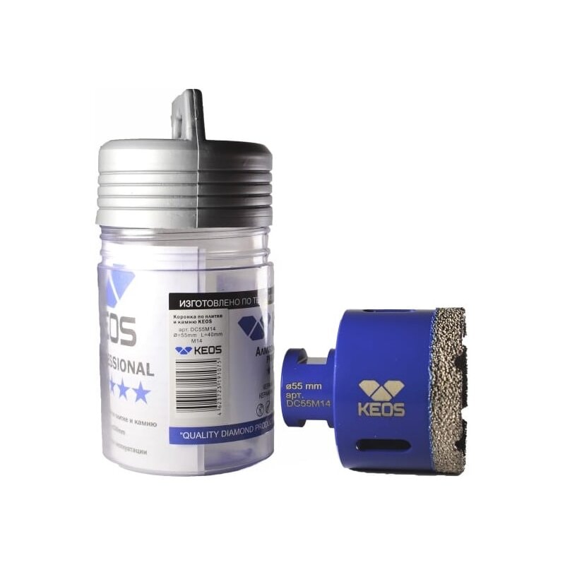 Коронка алмазная по керамограниту KEOS PRO 55мм M14 (DC55M14) Коронка алмазная по керамограниту KEOS PRO 55мм M14 (DC55M14)