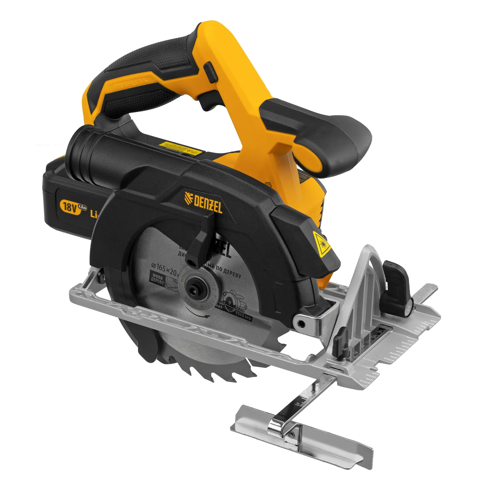 Пила циркулярная аккумуляторная бесщеточная Denzel CCS-165, 18В Li-Ion Пила циркулярная аккумуляторная бесщеточная Denzel CCS-165, 18В Li-Ion