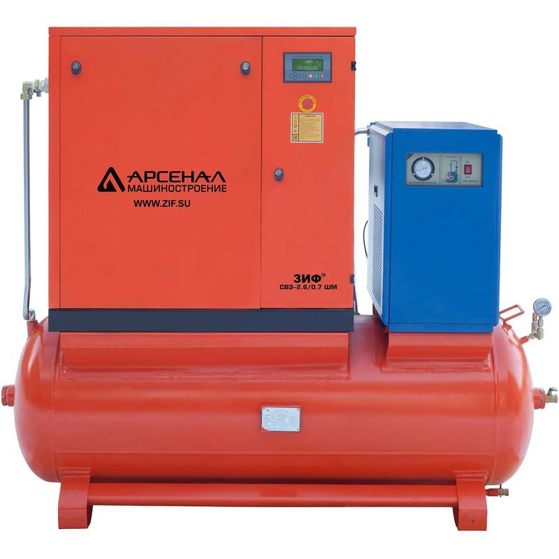 Электрический винтовой компрессор ЗИФ-СВЭ-0,7/1,3 ШМ ОиР-500 (ременная передача) Электрический винтовой компрессор ЗИФ-СВЭ-0,7/1,3 ШМ ОиР-500 (ременная передача)