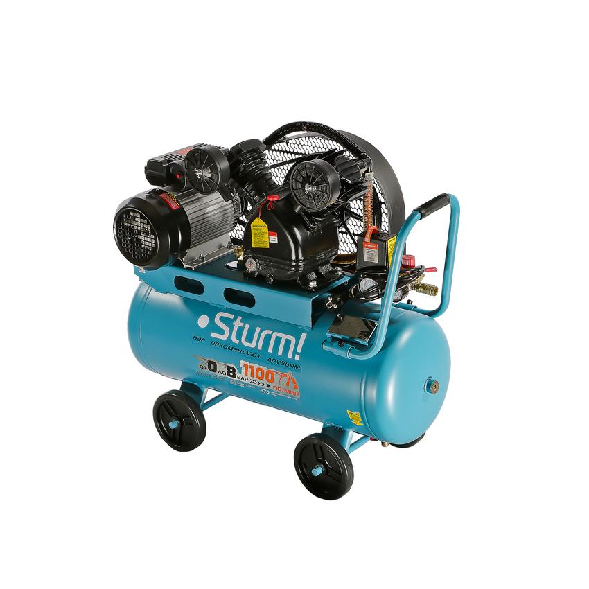 Компрессор воздушный масляный Sturm! AC93250B, 2,4кВт, 370 л/мин,50л,,ременной привод