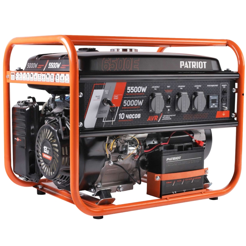 Генератор бензиновый PATRIOT GRS 6500 E, 13лс, 5500Вт, объем 25л