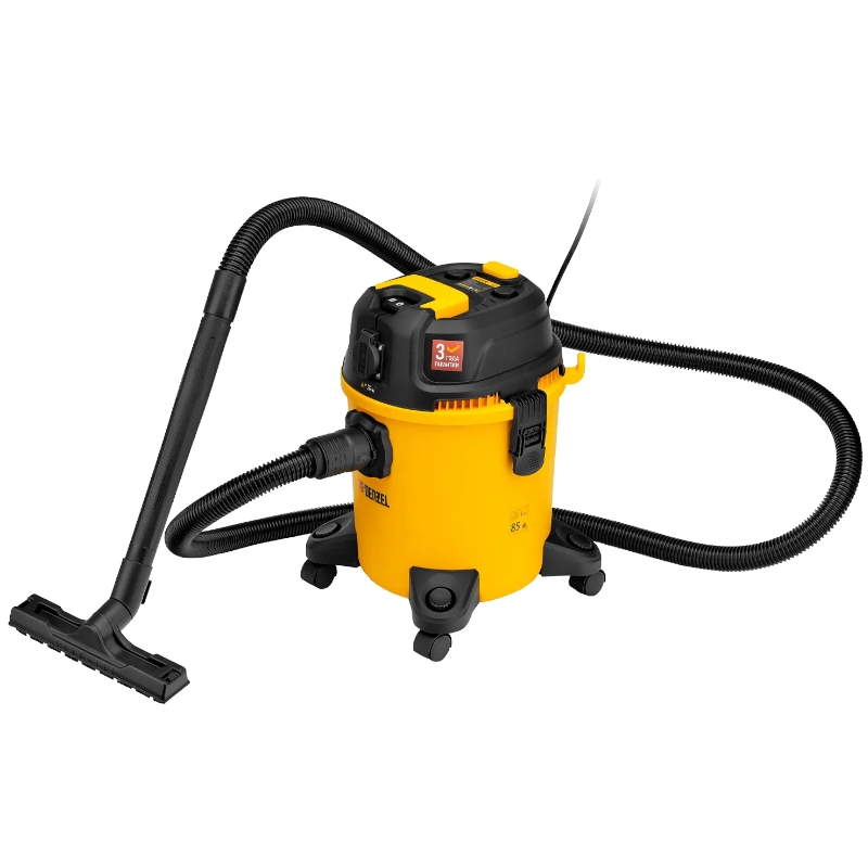 Пылесос строительный Denzel RVC20, 1400 Вт, бак 20 л, шланг 3 м, розетка с автосинхр.