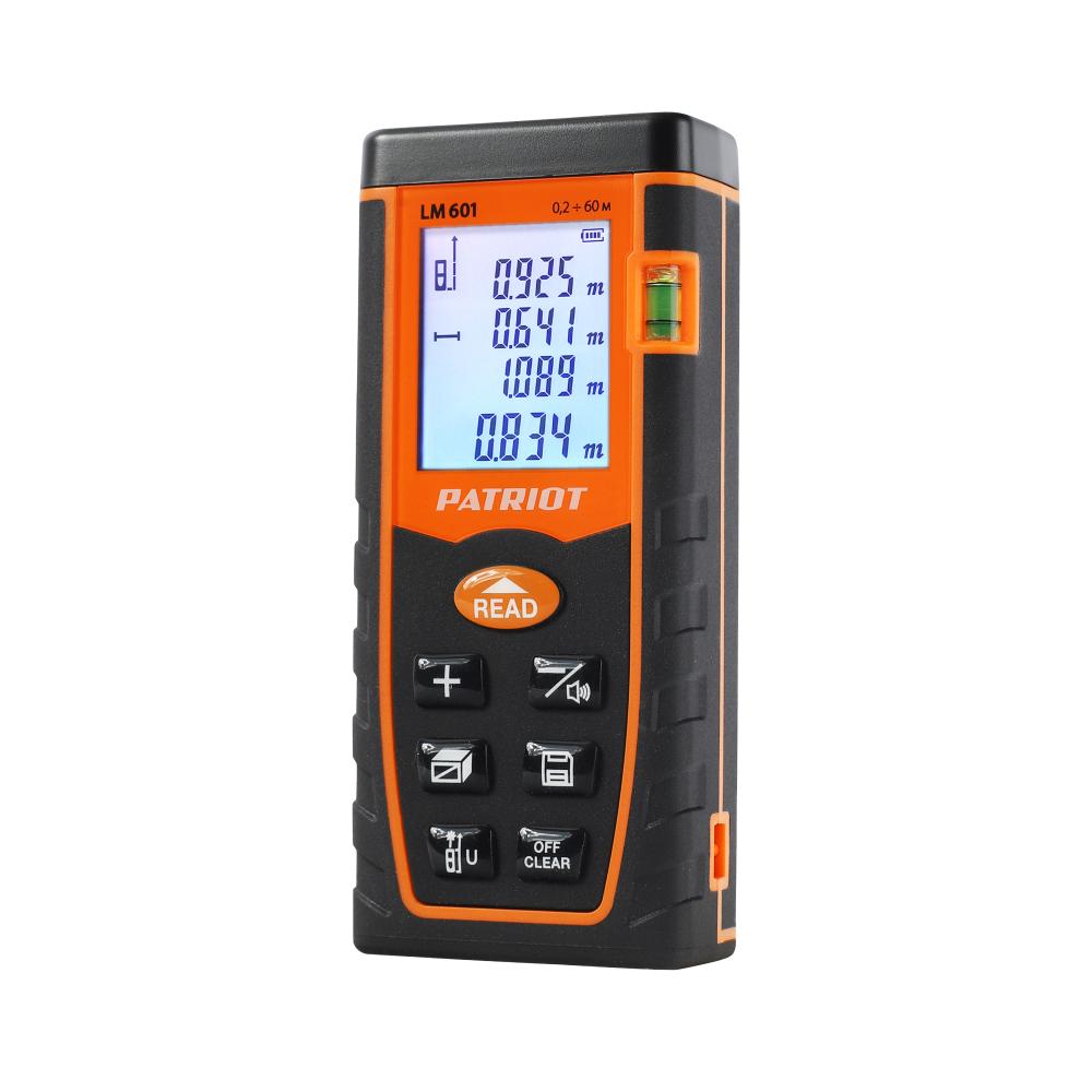 Строительный дальномер лазерный PATRIOT LM 601 с подсветкой, дистанция 60м, чехол в комплекте Строительный дальномер лазерный PATRIOT LM 601 с подсветкой, дистанция 60м, чехол в комплекте