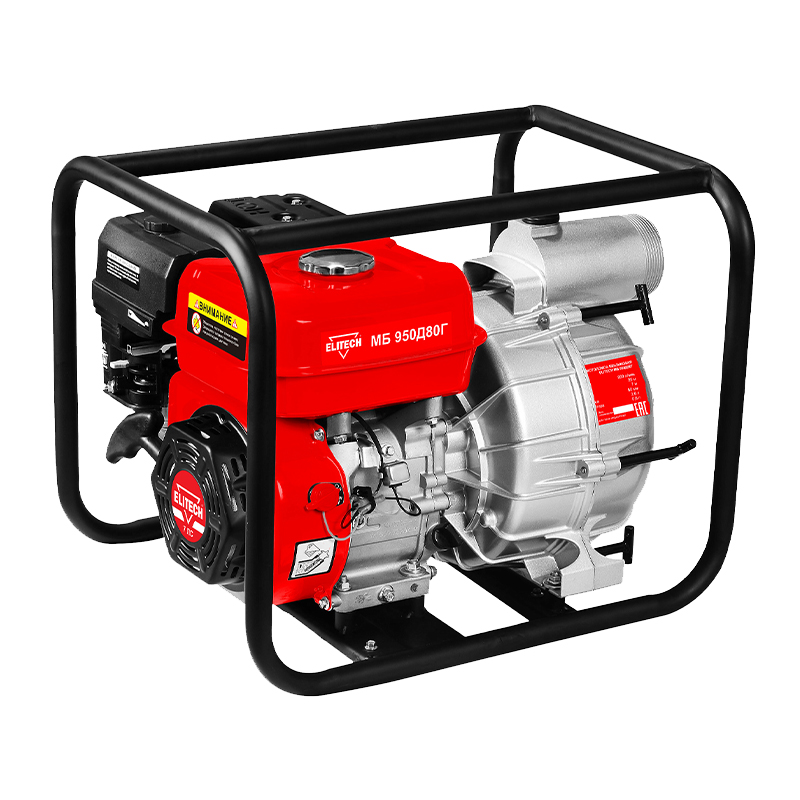 Мотопомпа бензиновая Elitech МБ 950 Д 80 Г Мотопомпа бензиновая Elitech МБ 950 Д 80 Г