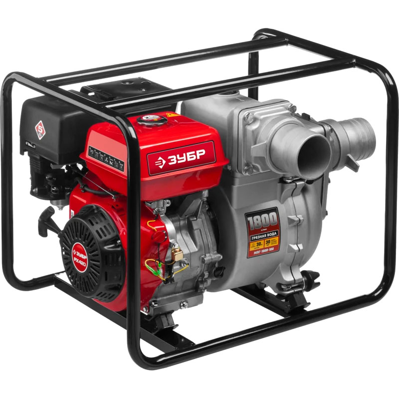 Мотопомпа бензиновая ЗУБР МПГ-1800-100 для грязной воды Мотопомпа бензиновая ЗУБР МПГ-1800-100 для грязной воды