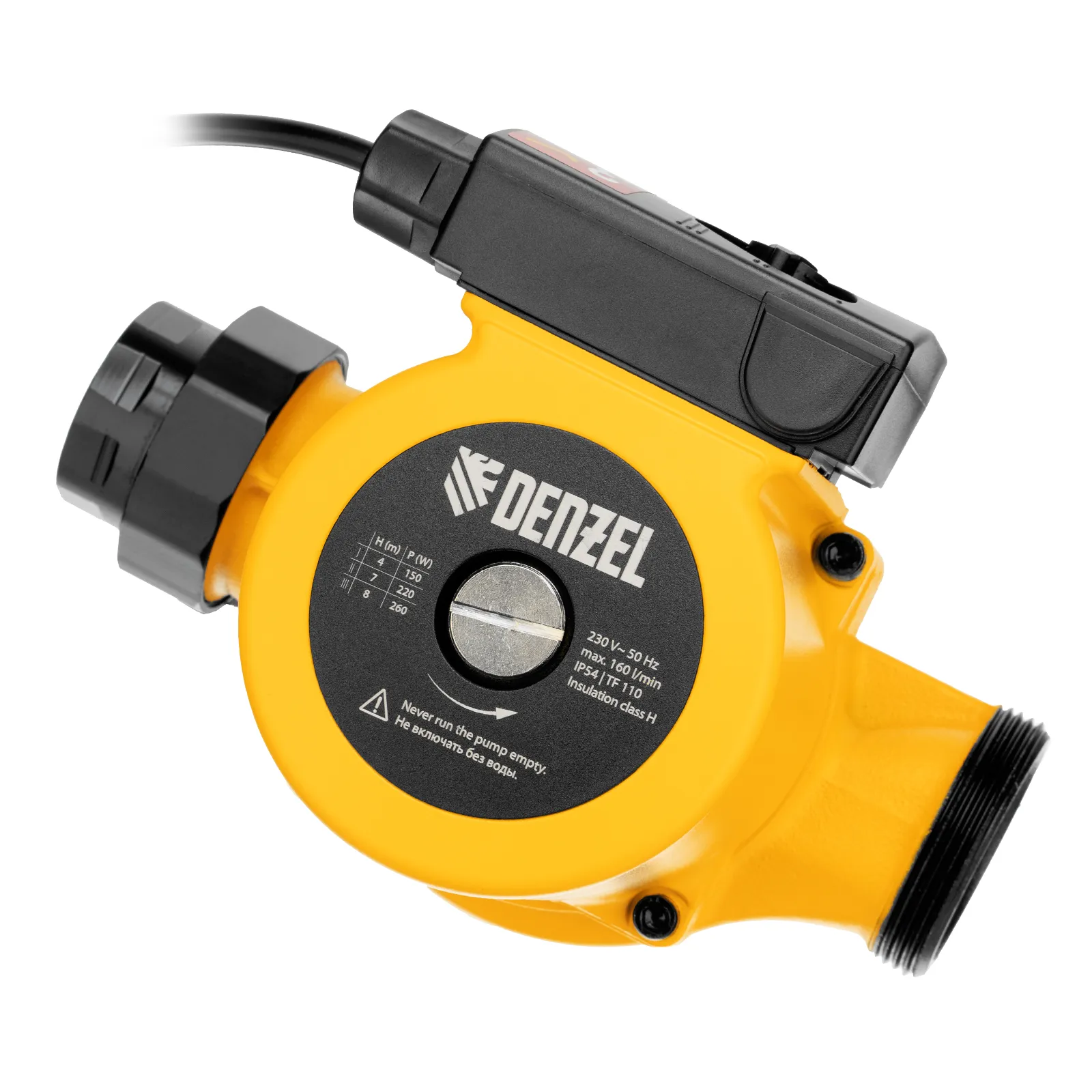 Циркуляционный насос Denzel CP32-8, напор 8 м, 160 л/мин, 1 м кабель, монт. длина 180 мм Циркуляционный насос Denzel CP32-8, напор 8 м, 160 л/мин, 1 м кабель, монт. длина 180 мм