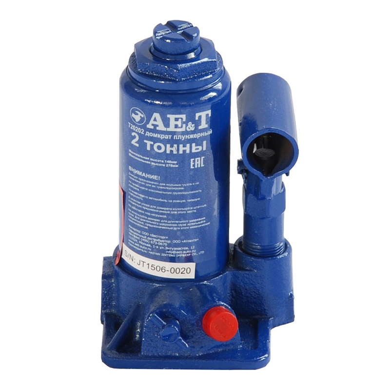 Домкрат бутылочный T20202 AE&T 2т Домкрат бутылочный T20202 AE&T 2т