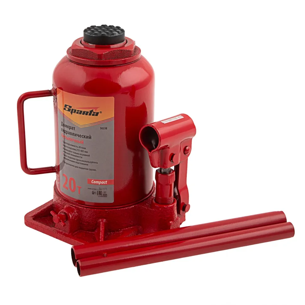 Домкрат гидравлический бутылочный 20 т, h подъема 215-405 мм Sparta Compact Домкрат гидравлический бутылочный 20 т, h подъема 215-405 мм Sparta Compact