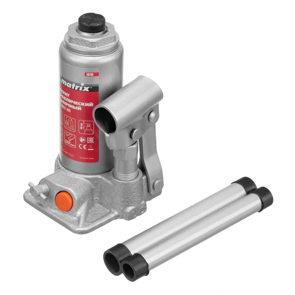 Домкрат гидравлический бутылочный, 2 т, h подъема 158-308 мм Matrix Домкрат гидравлический бутылочный, 2 т, h подъема 158-308 мм Matrix