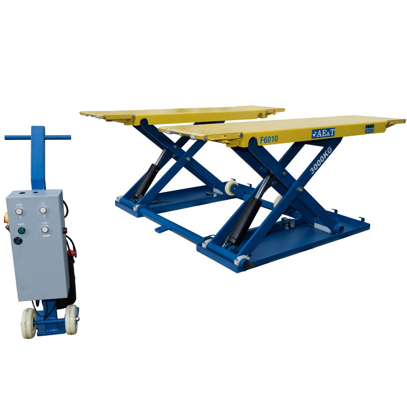 Подъемник ножничный F6010 AE&T (220В) мобильный со средней высотой подъема
