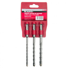 Набор буров по бетону, 6х160, 8х160, 10х160 мм, 3 шт, на подвесной карте, SDS Plus Matrix Набор буров по бетону, 6х160, 8х160, 10х160 мм, 3 шт, на подвесной карте, SDS Plus Matrix