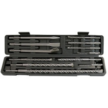 Набор буров по бетону, 5-6х110, 8-10-12х160, 14-16х210, 18х300, 20х450 мм, зубила, SDS Plus Matrix Набор буров по бетону, 5-6х110, 8-10-12х160, 14-16х210, 18х300, 20х450 мм, зубила, SDS Plus Matrix