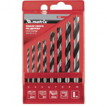 Набор сверл по дереву, 3-4-5-6-7-8-9-10 мм, 8 шт, цилиндрический хвостовиковик, пластиковый кейс, Набор сверл по дереву, 3-4-5-6-7-8-9-10 мм, 8 шт, цилиндрический хвостовиковик, пластиковый кейс,