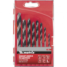 Набор сверл по дереву, 3-4-5-6-7-8-9-10 мм, 8 шт, шестигранный хвостовик, пластиковый кейс, Matrix Набор сверл по дереву, 3-4-5-6-7-8-9-10 мм, 8 шт, шестигранный хвостовик, пластиковый кейс, Matrix