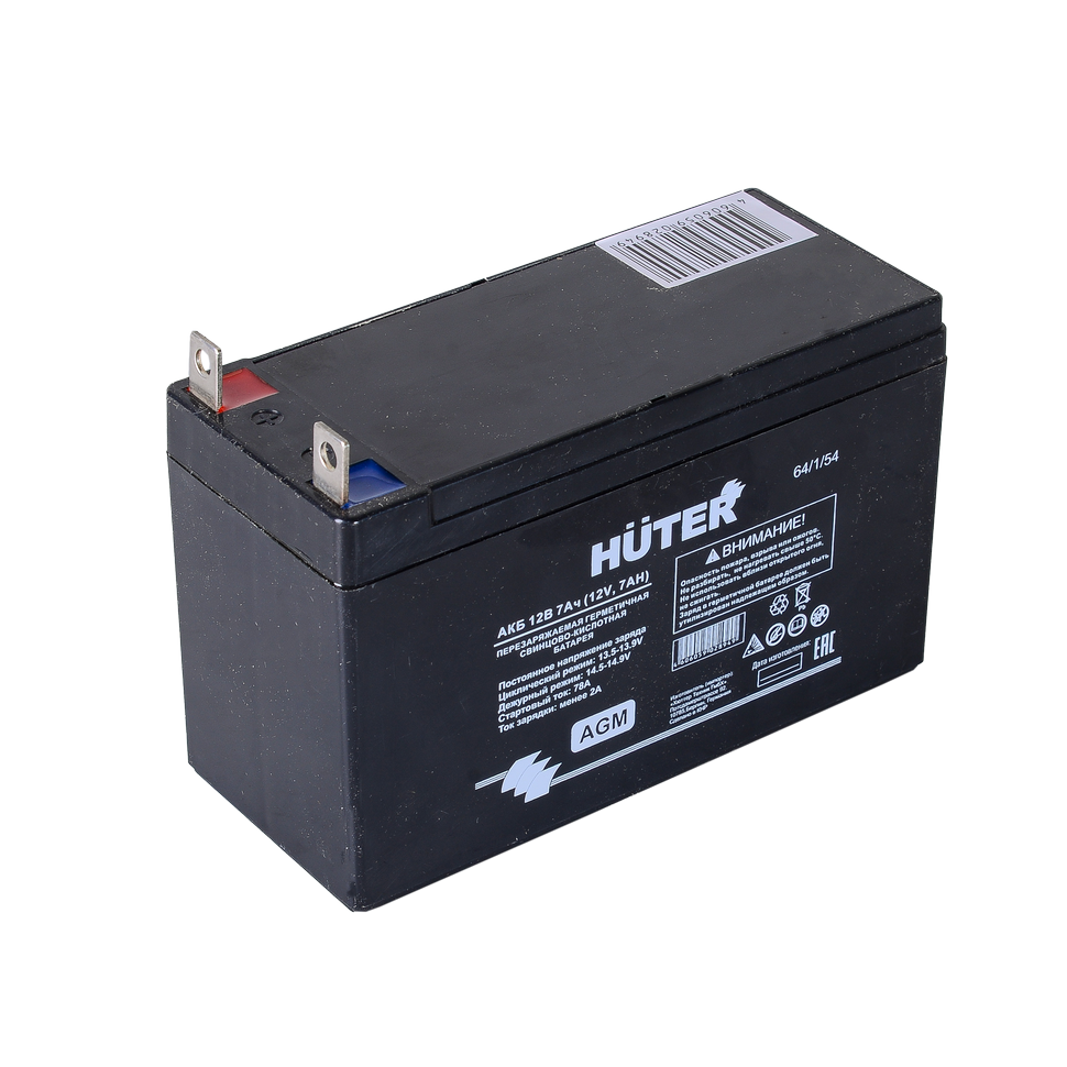 Аккумуляторная батарея АКБ Huter 12В 7 А/ч