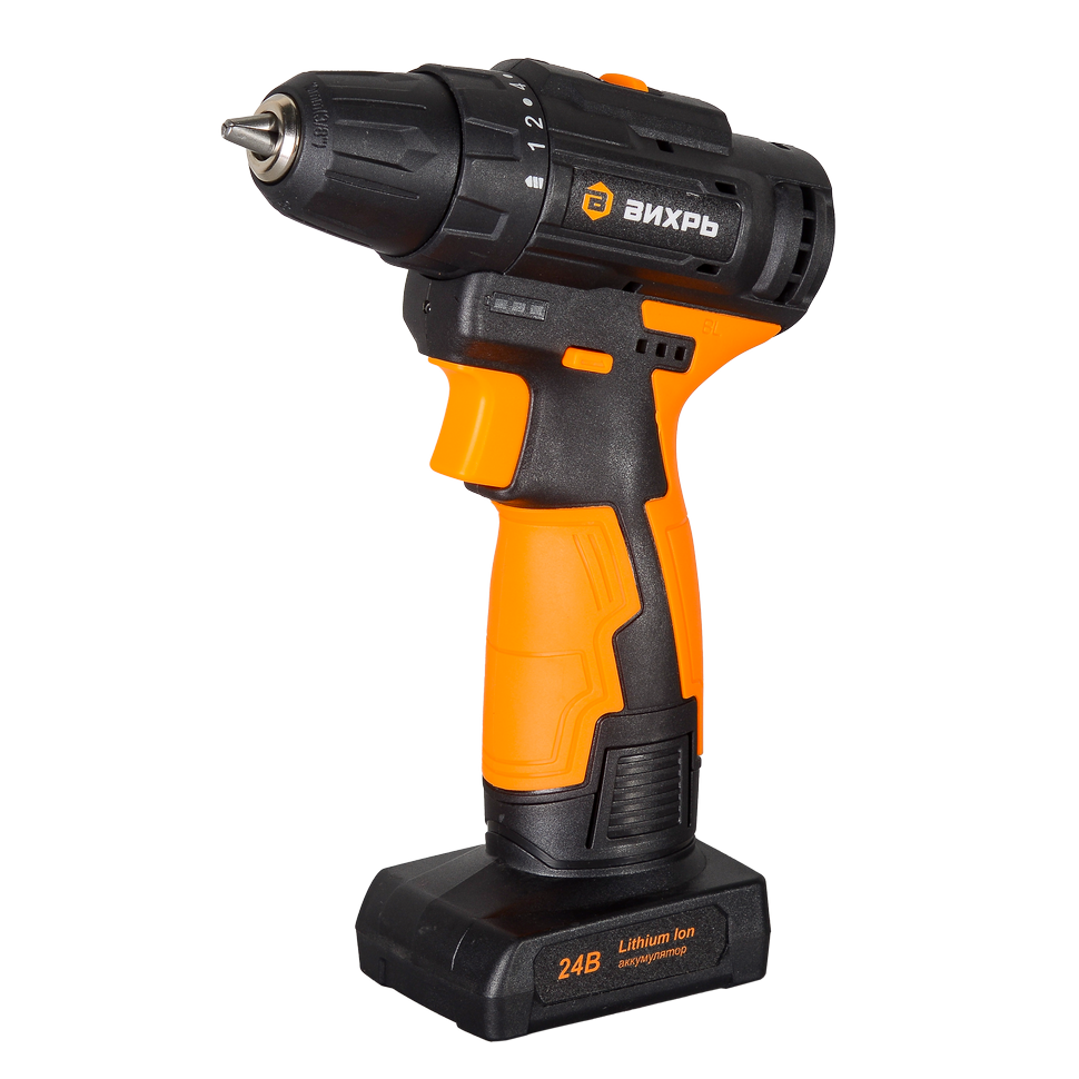 Дрель-шуруповерт аккумуляторная Вихрь ДА-24Л-2К/Б 2,0 А/ч бесщеточный двигатель Дрель-шуруповерт аккумуляторная Вихрь ДА-24Л-2К/Б 2,0 А/ч бесщеточный двигатель