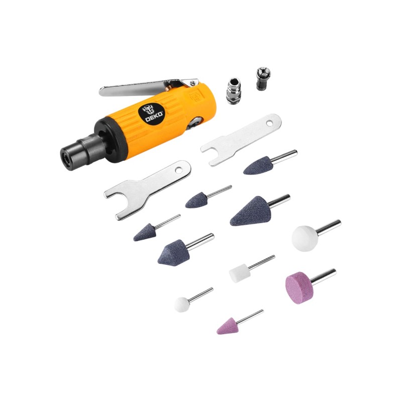 Пневматическая шлифмашина DEKO DKPT02 SET 3 в чемодане с набором 15 предметов Пневматическая шлифмашина DEKO DKPT02 SET 3 в чемодане с набором 15 предметов