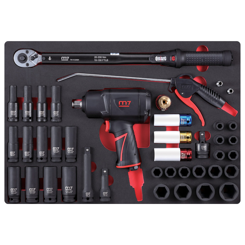 Набор пневмоинструмента MIGHTY SEVEN NC-4255QA 1/2 с принадлежностями, кейс, 41 предмет